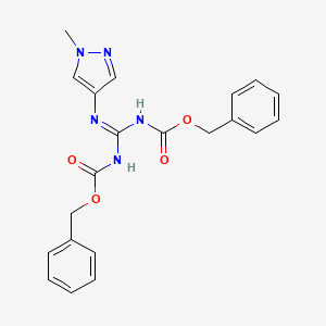 molecular formula C21H21N5O4 B2883922 N,N-[(1-methyl-1H-pyrazol-4-yl)carbonimidoyl]bis-C,C-bis(phenylmethyl) ester CAS No. 1610517-97-9