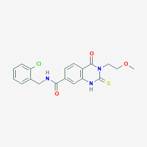 molecular formula C19H18ClN3O3S B2883939 N-[(2-chlorophenyl)methyl]-3-(2-methoxyethyl)-4-oxo-2-sulfanylidene-1,2,3,4-tetrahydroquinazoline-7-carboxamide CAS No. 451466-18-5