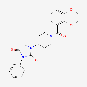 molecular formula C23H23N3O5 B2883964 1-[1-(2,3-dihydro-1,4-benzodioxine-5-carbonyl)piperidin-4-yl]-3-phenylimidazolidine-2,4-dione CAS No. 1902986-12-2