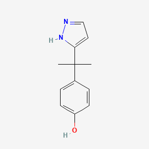 molecular formula C12H14N2O B2883975 4-[2-(1H-pyrazol-3-yl)propan-2-yl]phenol CAS No. 1554586-90-1