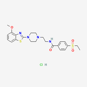 molecular formula C23H29ClN4O4S2 B2883989 4-(ETHANESULFONYL)-N-{2-[4-(4-METHOXY-1,3-BENZOTHIAZOL-2-YL)PIPERAZIN-1-YL]ETHYL}BENZAMIDE HYDROCHLORIDE CAS No. 1216879-85-4