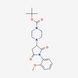 molecular formula C20H27N3O5 B2883990 Tert-butyl 4-[1-(2-methoxyphenyl)-2,5-dioxoazolidin-3-yl]piperazinecarboxylate CAS No. 881484-25-9