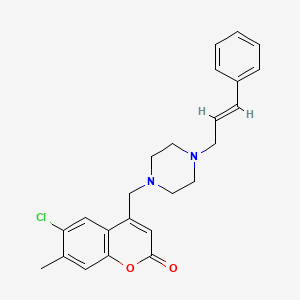 (E)-6-chloro-4-((4-cinnamylpiperazin-1-yl)methyl)-7-methyl-2H-chromen-2-one
