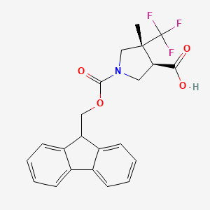 molecular formula C22H20F3NO4 B2884021 rac-(3R,4R)-1-{[(9H-fluoren-9-yl)methoxy]carbonyl}-4-methyl-4-(trifluoromethyl)pyrrolidine-3-carboxylic acid CAS No. 2377005-11-1