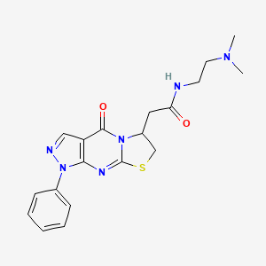 molecular formula C19H22N6O2S B2884043 N-(2-(dimethylamino)ethyl)-2-(4-oxo-1-phenyl-1,4,6,7-tetrahydropyrazolo[3,4-d]thiazolo[3,2-a]pyrimidin-6-yl)acetamide CAS No. 941994-15-6