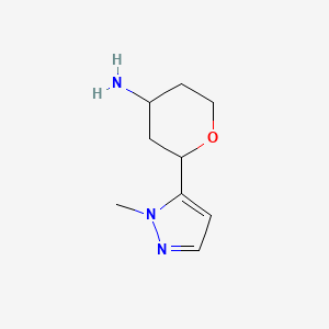molecular formula C9H15N3O B2884053 2-(1-methyl-1H-pyrazol-5-yl)oxan-4-amine CAS No. 1603216-53-0