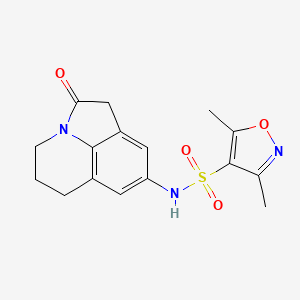 molecular formula C16H17N3O4S B2884069 3,5-dimethyl-N-(2-oxo-2,4,5,6-tetrahydro-1H-pyrrolo[3,2,1-ij]quinolin-8-yl)isoxazole-4-sulfonamide CAS No. 1207020-92-5