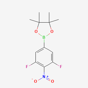 molecular formula C12H14BF2NO4 B2884088 2-(3,5-Difluoro-4-nitrophenyl)-4,4,5,5-tetramethyl-1,3,2-dioxaborolane CAS No. 2377610-72-3