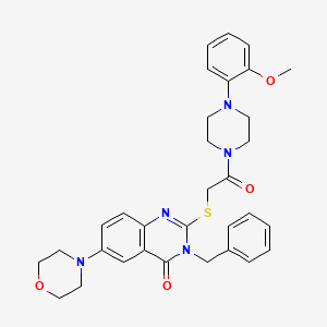 molecular formula C32H35N5O4S B2884089 3-benzyl-2-({2-[4-(2-methoxyphenyl)piperazin-1-yl]-2-oxoethyl}sulfanyl)-6-(morpholin-4-yl)-3,4-dihydroquinazolin-4-one CAS No. 422278-87-3