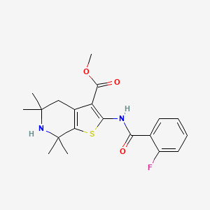 molecular formula C20H23FN2O3S B2884092 Methyl 2-(2-fluorobenzamido)-5,5,7,7-tetramethyl-4,5,6,7-tetrahydrothieno[2,3-c]pyridine-3-carboxylate CAS No. 887900-86-9