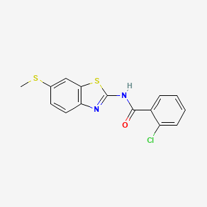 molecular formula C15H11ClN2OS2 B2884098 2-chloro-N-(6-(methylthio)benzo[d]thiazol-2-yl)benzamide CAS No. 942002-45-1