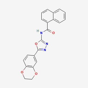 molecular formula C21H15N3O4 B2884132 N-[5-(2,3-dihydro-1,4-benzodioxin-6-yl)-1,3,4-oxadiazol-2-yl]naphthalene-1-carboxamide CAS No. 887872-97-1