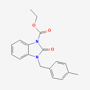 molecular formula C18H18N2O3 B2884137 ethyl 3-(4-methylbenzyl)-2-oxo-2,3-dihydro-1H-1,3-benzimidazole-1-carboxylate CAS No. 339013-41-1