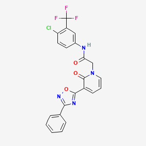 molecular formula C22H14ClF3N4O3 B2884151 N-[4-chloro-3-(trifluoromethyl)phenyl]-2-[2-oxo-3-(3-phenyl-1,2,4-oxadiazol-5-yl)-1,2-dihydropyridin-1-yl]acetamide CAS No. 1105200-90-5