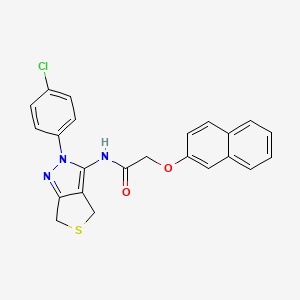 molecular formula C23H18ClN3O2S B2884188 N-[2-(4-chlorophenyl)-2H,4H,6H-thieno[3,4-c]pyrazol-3-yl]-2-(naphthalen-2-yloxy)acetamide CAS No. 476459-10-6