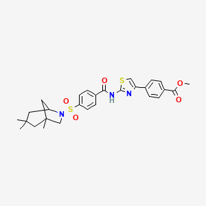 molecular formula C28H31N3O5S2 B2884191 Methyl 4-(2-(4-((1,3,3-trimethyl-6-azabicyclo[3.2.1]octan-6-yl)sulfonyl)benzamido)thiazol-4-yl)benzoate CAS No. 361173-94-6