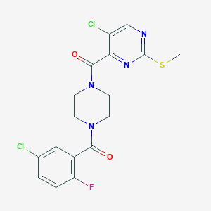 5-Chloro-4-[4-(5-chloro-2-fluorobenzoyl)piperazine-1-carbonyl]-2-(methylsulfanyl)pyrimidine