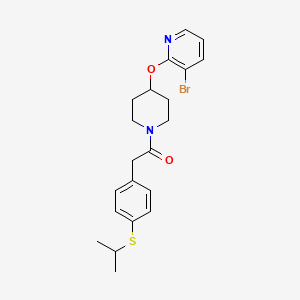 molecular formula C21H25BrN2O2S B2884226 1-(4-((3-Bromopyridin-2-yl)oxy)piperidin-1-yl)-2-(4-(isopropylthio)phenyl)ethanone CAS No. 1448048-15-4