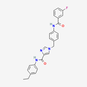 molecular formula C26H23FN4O2 B2884237 N-(4-ethylphenyl)-1-(4-(3-fluorobenzamido)benzyl)-1H-imidazole-4-carboxamide CAS No. 1251603-87-8