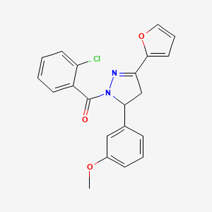 molecular formula C21H17ClN2O3 B2884252 1-(2-chlorobenzoyl)-3-(furan-2-yl)-5-(3-methoxyphenyl)-4,5-dihydro-1H-pyrazole CAS No. 1797798-92-5