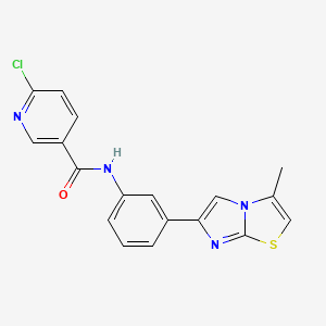 molecular formula C18H13ClN4OS B2884265 6-chloro-N-(3-{3-methylimidazo[2,1-b][1,3]thiazol-6-yl}phenyl)pyridine-3-carboxamide CAS No. 893981-18-5