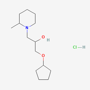 molecular formula C14H28ClNO2 B2884280 1-(Cyclopentyloxy)-3-(2-methylpiperidin-1-yl)propan-2-ol hydrochloride CAS No. 1203232-62-5