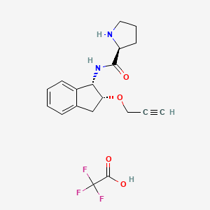 molecular formula C19H21F3N2O4 B2884286 (S)-N-((1S,2R)-2-(prop-2-yn-1-yloxy)-2,3-dihydro-1H-inden-1-yl)pyrrolidine-2-carboxamide 2,2,2-trifluoroacetate CAS No. 1514922-97-4