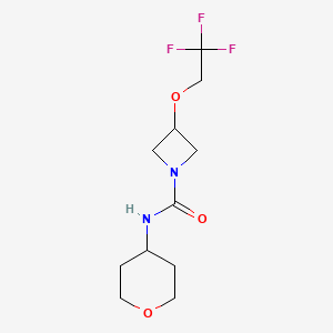 molecular formula C11H17F3N2O3 B2884318 N-(oxan-4-yl)-3-(2,2,2-trifluoroethoxy)azetidine-1-carboxamide CAS No. 2320143-76-6