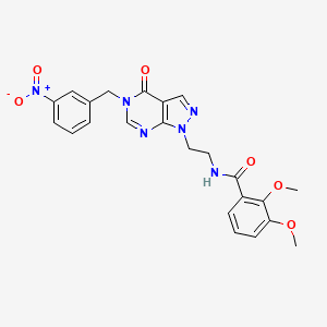 molecular formula C23H22N6O6 B2884344 2,3-dimethoxy-N-(2-(5-(3-nitrobenzyl)-4-oxo-4,5-dihydro-1H-pyrazolo[3,4-d]pyrimidin-1-yl)ethyl)benzamide CAS No. 922138-33-8