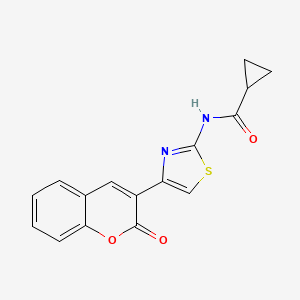 molecular formula C16H12N2O3S B2884346 N-(4-(2-oxo-2H-chromen-3-yl)thiazol-2-yl)cyclopropanecarboxamide CAS No. 313469-95-3