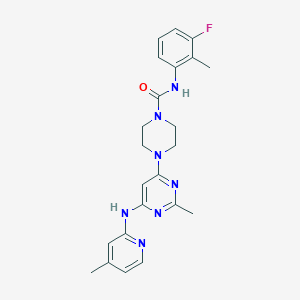 molecular formula C23H26FN7O B2884351 N-(3-fluoro-2-methylphenyl)-4-(2-methyl-6-((4-methylpyridin-2-yl)amino)pyrimidin-4-yl)piperazine-1-carboxamide CAS No. 1428378-21-5