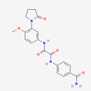 molecular formula C20H20N4O5 B2884361 N'-(4-carbamoylphenyl)-N-[4-methoxy-3-(2-oxopyrrolidin-1-yl)phenyl]ethanediamide CAS No. 941958-19-6