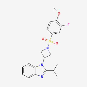 molecular formula C20H22FN3O3S B2884373 1-[1-(3-fluoro-4-methoxybenzenesulfonyl)azetidin-3-yl]-2-(propan-2-yl)-1H-1,3-benzodiazole CAS No. 2415489-63-1