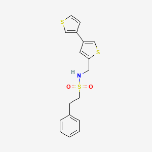 molecular formula C17H17NO2S3 B2884382 N-({[3,3'-bithiophene]-5-yl}methyl)-2-phenylethane-1-sulfonamide CAS No. 2380069-98-5