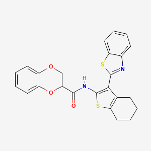 molecular formula C24H20N2O3S2 B2884388 N-(3-(benzo[d]thiazol-2-yl)-4,5,6,7-tetrahydrobenzo[b]thiophen-2-yl)-2,3-dihydrobenzo[b][1,4]dioxine-2-carboxamide CAS No. 681170-38-7