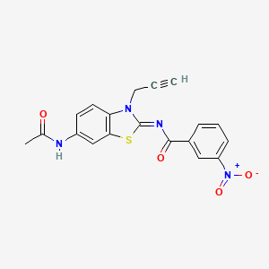 molecular formula C19H14N4O4S B2884417 N-[(2Z)-6-acetamido-3-(prop-2-yn-1-yl)-2,3-dihydro-1,3-benzothiazol-2-ylidene]-3-nitrobenzamide CAS No. 865182-79-2