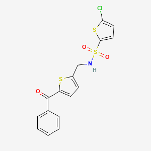 molecular formula C16H12ClNO3S3 B2884422 N-[(5-benzoylthiophen-2-yl)methyl]-5-chlorothiophene-2-sulfonamide CAS No. 1797965-26-4
