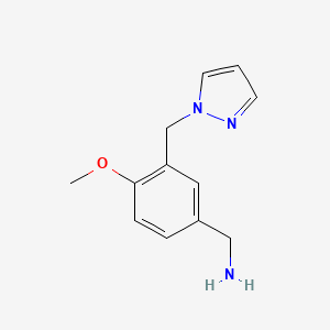 molecular formula C12H15N3O B2884436 4-Methoxy-3-pyrazol-1-ylmethyl-benzylamine CAS No. 956352-90-2