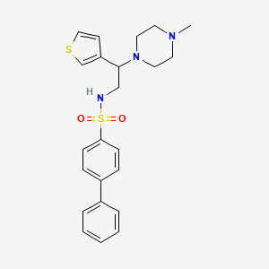 molecular formula C23H27N3O2S2 B2884445 N-(2-(4-methylpiperazin-1-yl)-2-(thiophen-3-yl)ethyl)-[1,1'-biphenyl]-4-sulfonamide CAS No. 946304-45-6