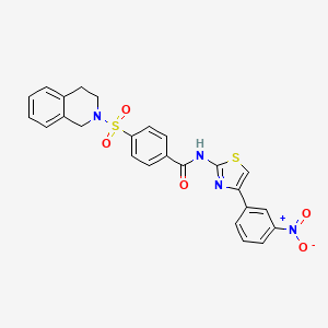 molecular formula C25H20N4O5S2 B2884477 4-((3,4-dihydroisoquinolin-2(1H)-yl)sulfonyl)-N-(4-(3-nitrophenyl)thiazol-2-yl)benzamide CAS No. 361480-65-1
