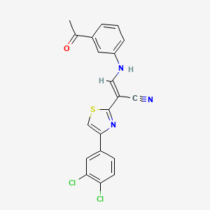 molecular formula C20H13Cl2N3OS B2884493 (2E)-3-[(3-acetylphenyl)amino]-2-[4-(3,4-dichlorophenyl)-1,3-thiazol-2-yl]prop-2-enenitrile CAS No. 683258-62-0