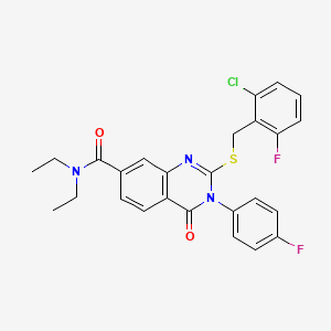 molecular formula C26H22ClF2N3O2S B2884497 2-((2-chloro-6-fluorobenzyl)thio)-N,N-diethyl-3-(4-fluorophenyl)-4-oxo-3,4-dihydroquinazoline-7-carboxamide CAS No. 1115332-25-6