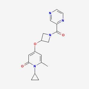 molecular formula C17H18N4O3 B2884502 1-cyclopropyl-6-methyl-4-((1-(pyrazine-2-carbonyl)azetidin-3-yl)oxy)pyridin-2(1H)-one CAS No. 2034386-83-7