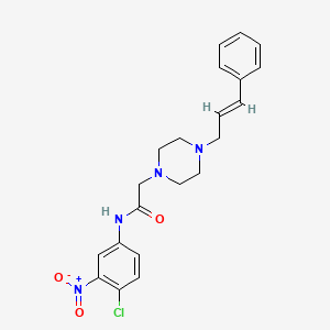 molecular formula C21H23ClN4O3 B2884510 N-(4-chloro-3-nitrophenyl)-2-{4-[(2E)-3-phenylprop-2-en-1-yl]piperazin-1-yl}acetamide CAS No. 329080-37-7