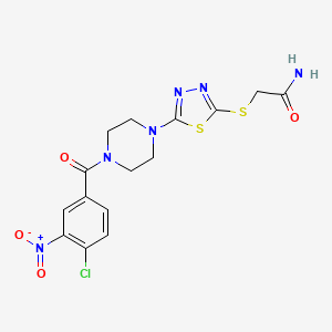 2-((5-(4-(4-Chloro-3-nitrobenzoyl)piperazin-1-yl)-1,3,4-thiadiazol-2-yl)thio)acetamide