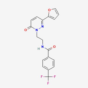 molecular formula C18H14F3N3O3 B2884515 N-{2-[3-(furan-2-yl)-6-oxo-1,6-dihydropyridazin-1-yl]ethyl}-4-(trifluoromethyl)benzamide CAS No. 946314-31-4