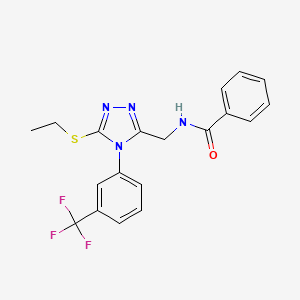 molecular formula C19H17F3N4OS B2884516 N-{[5-(ethylsulfanyl)-4-[3-(trifluoromethyl)phenyl]-4H-1,2,4-triazol-3-yl]methyl}benzamide CAS No. 391897-96-4