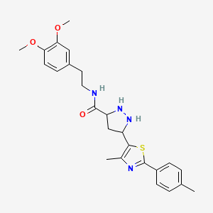 molecular formula C25H26N4O3S B2884517 N-[2-(3,4-dimethoxyphenyl)ethyl]-5-[4-methyl-2-(4-methylphenyl)-1,3-thiazol-5-yl]pyrazolidine-3-carboxamide CAS No. 1299486-19-3