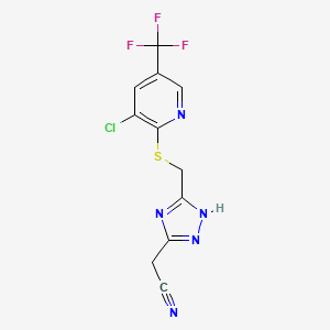 2-[3-({[3-chloro-5-(trifluoromethyl)-2-pyridinyl]sulfanyl}methyl)-1H-1,2,4-triazol-5-yl]acetonitrile