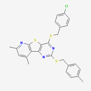 4-Chlorobenzyl 7,9-dimethyl-2-[(4-methylbenzyl)sulfanyl]pyrido[3',2':4,5]thieno[3,2-d]pyrimidin-4-yl sulfide